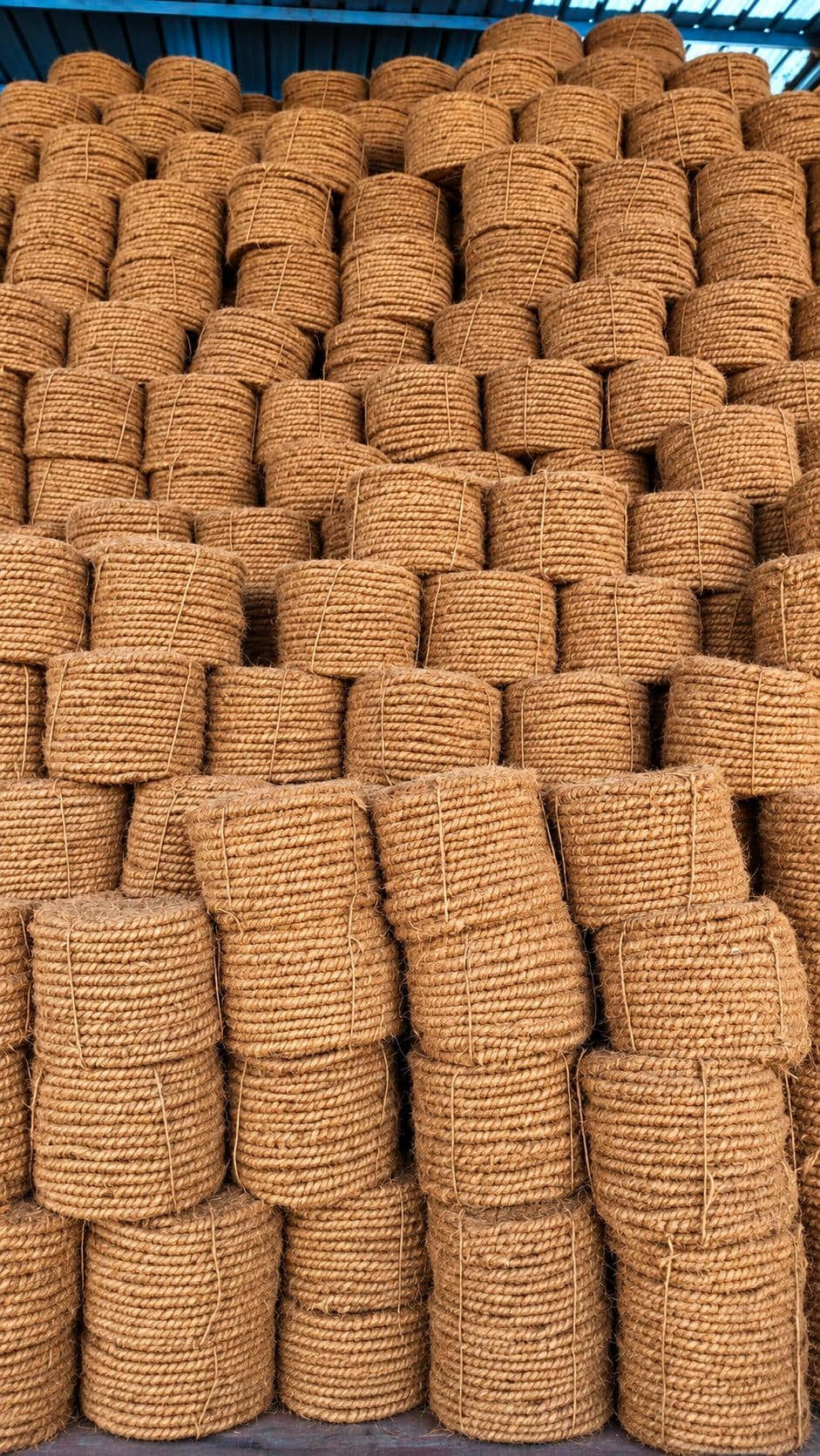 Curled Coir / Twisted Coir Rope — Stacked coils